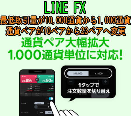 【LINE FX】最低取引量が1千通貨単位、通貨ペアが23へ変更