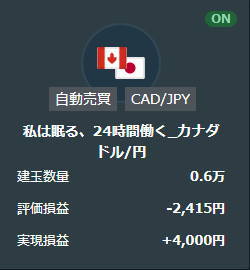 トライオートFXカナダドル円売買ループイフダン取引結果